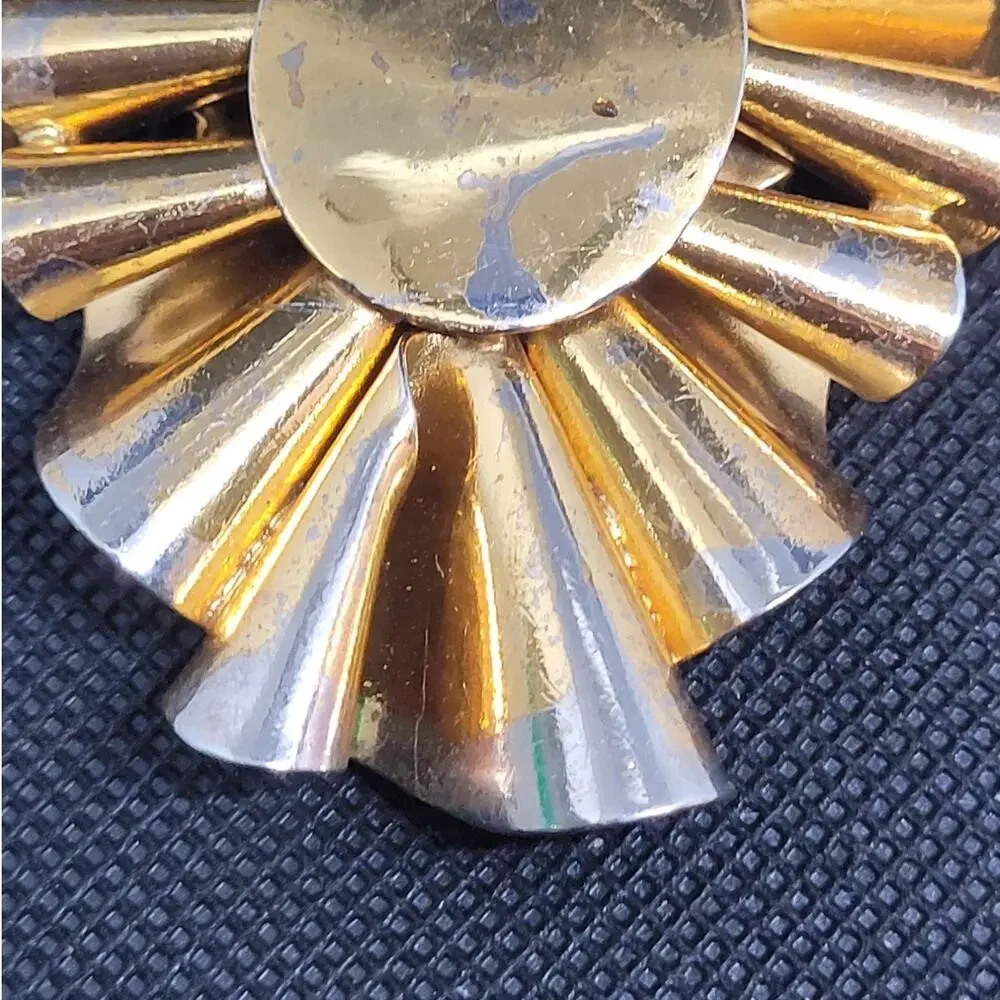 Vintage Black Cameo Gold Vermeil Bow Brooch Clip‎ – Chic Retro Accessory